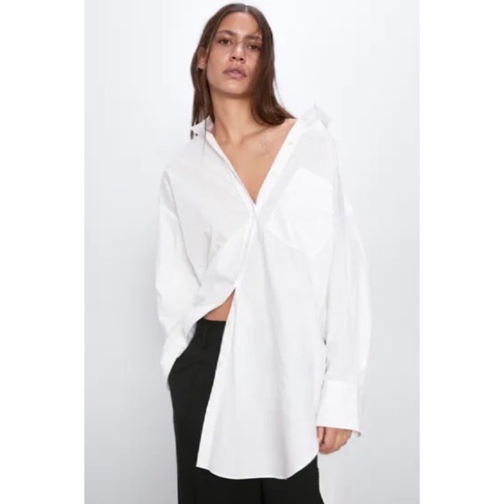 Zara Oversized Poplin Button Down Shirt